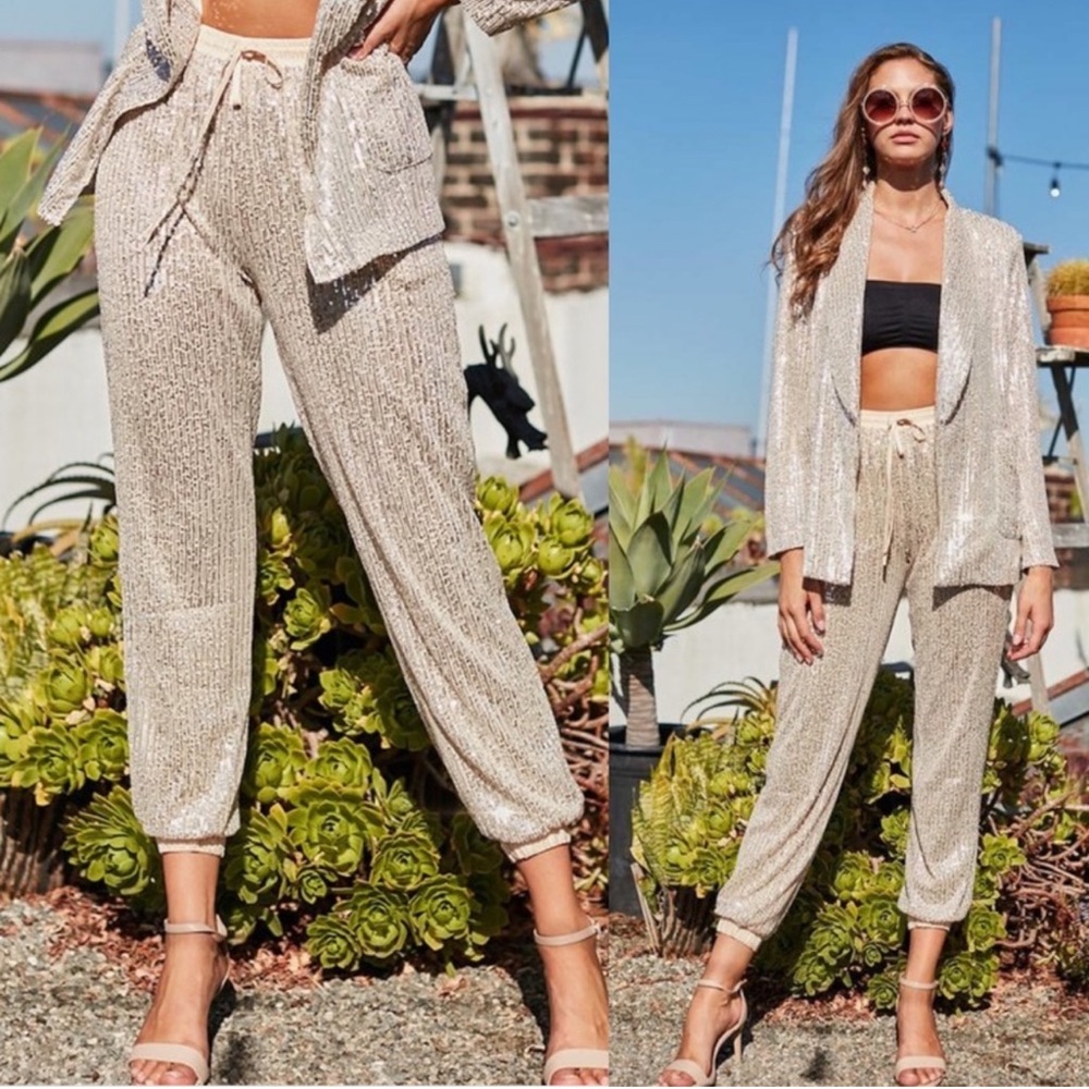 Loft sequin joggers, NWT